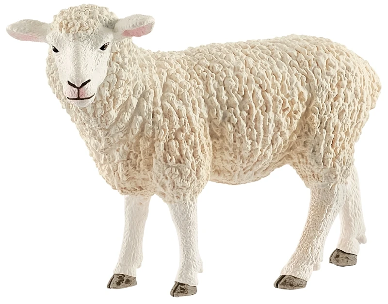 White Sheep Toy Animal Figure, 6 Cm H X 8.8 Cm W X 3.1 Cm D, Ages 3 & Up