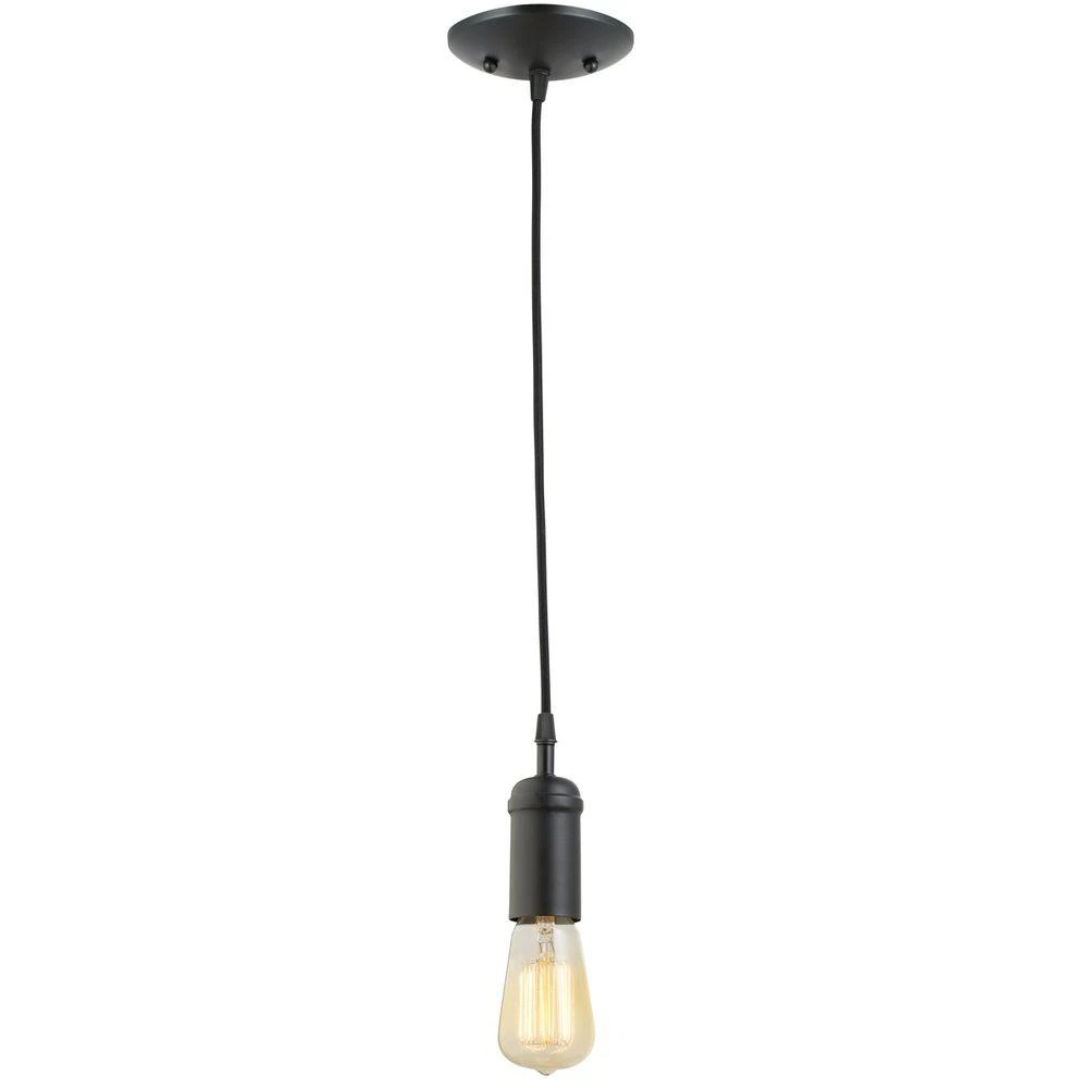 1-light Vintage Edison Matte Black Mini Pendant Light Fixture