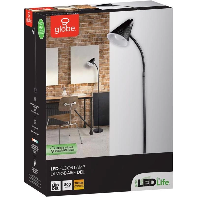 Novogratz 59 In. Matte Black Adjustable Floor Lamp With Led Bulb
