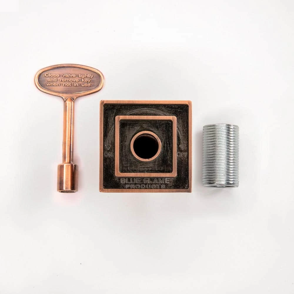 Two Piece Square Gas Flange with Three Inch Key in Antique Brass Finish