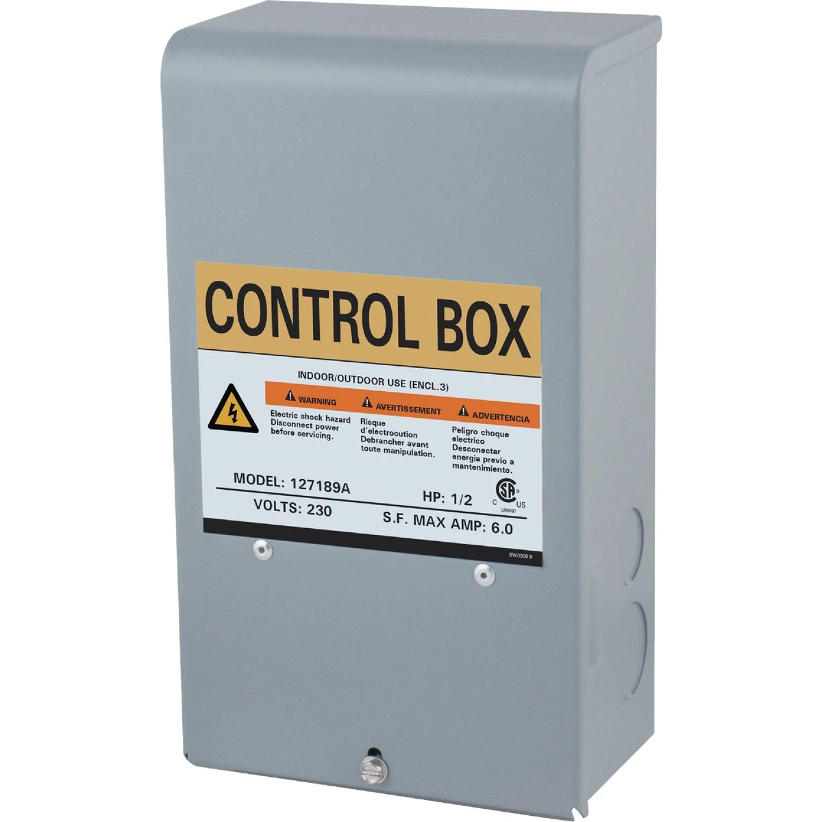 1/2 Hp 230v Quick Disconnect Pump Control Box Model 127189a