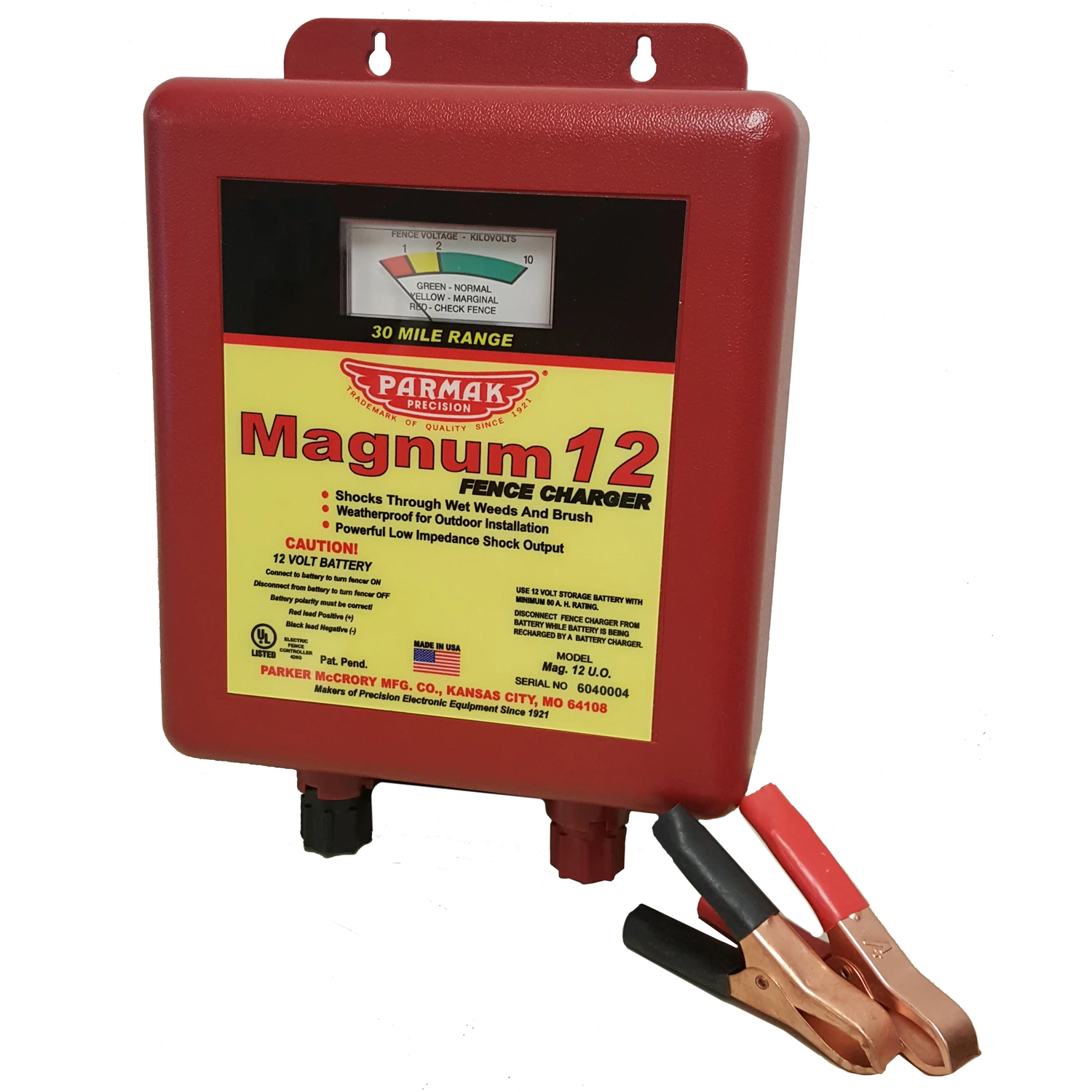 Electric Fence Charger 30 Mile Range Low Impedance 12 Volt Battery Powered
