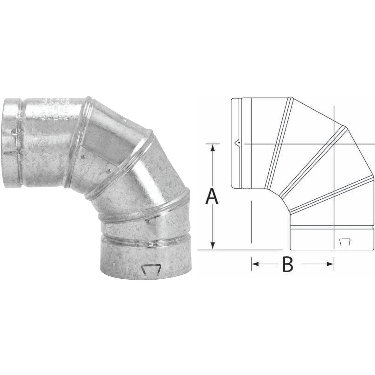 5 In. Adjustable 90 Degree Elbow Type B Gas Vent Pipe