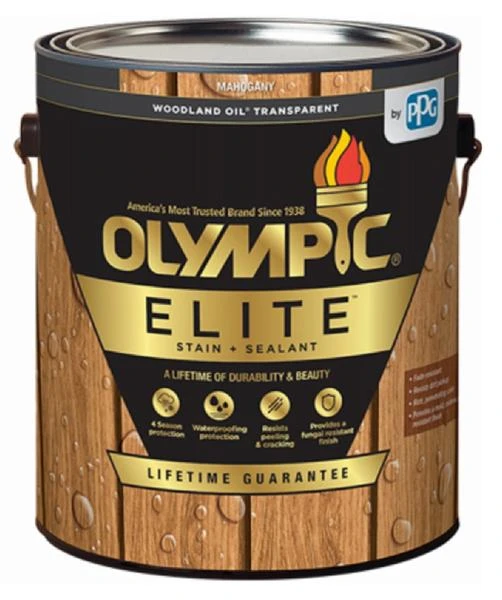 Elite Woodland Oil Stain & Sealant, Exterior, Mahogany, 1-gallon