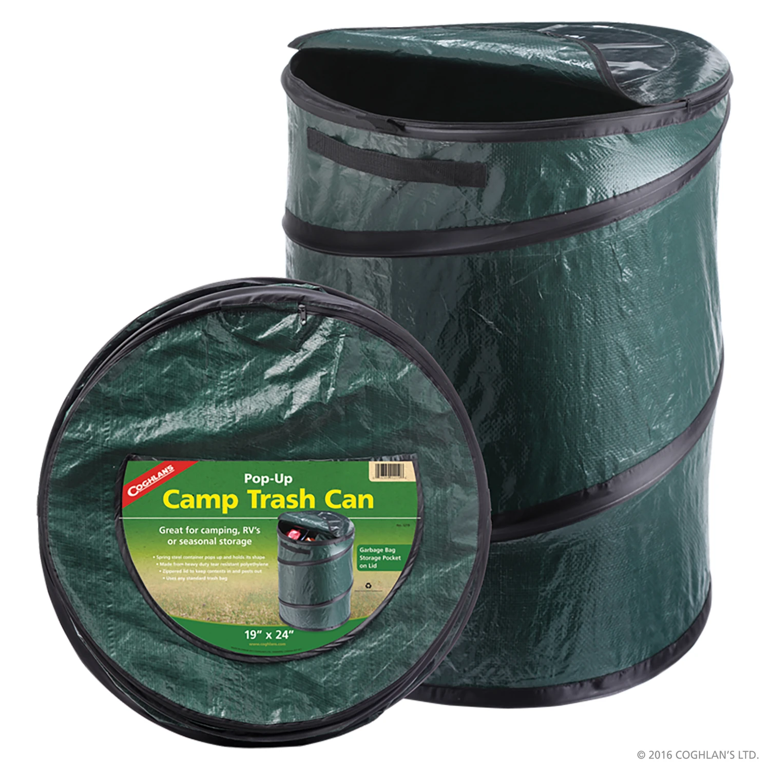 Spring-loaded Pop-up Camping Trash Can 24 In. H X 19 In. W X 19 In. L