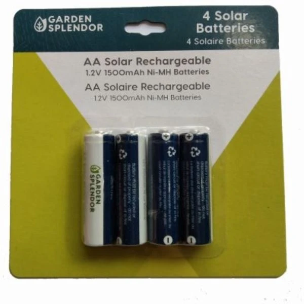 Solar Light Rechargeable Batteries, AA, 4-Pk.