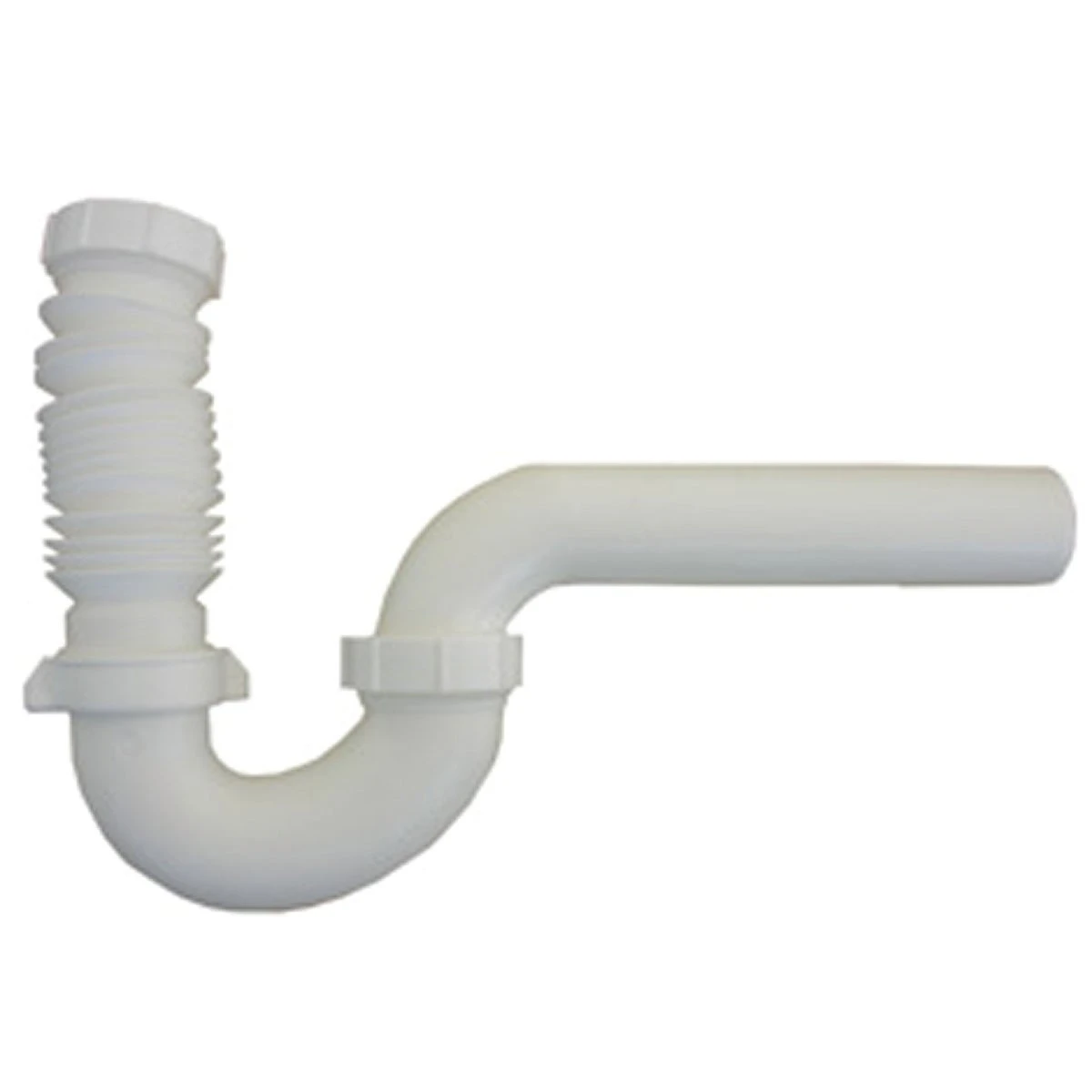 1-1/2 Inch White Plastic P-trap With Flexible J-bend And Washers