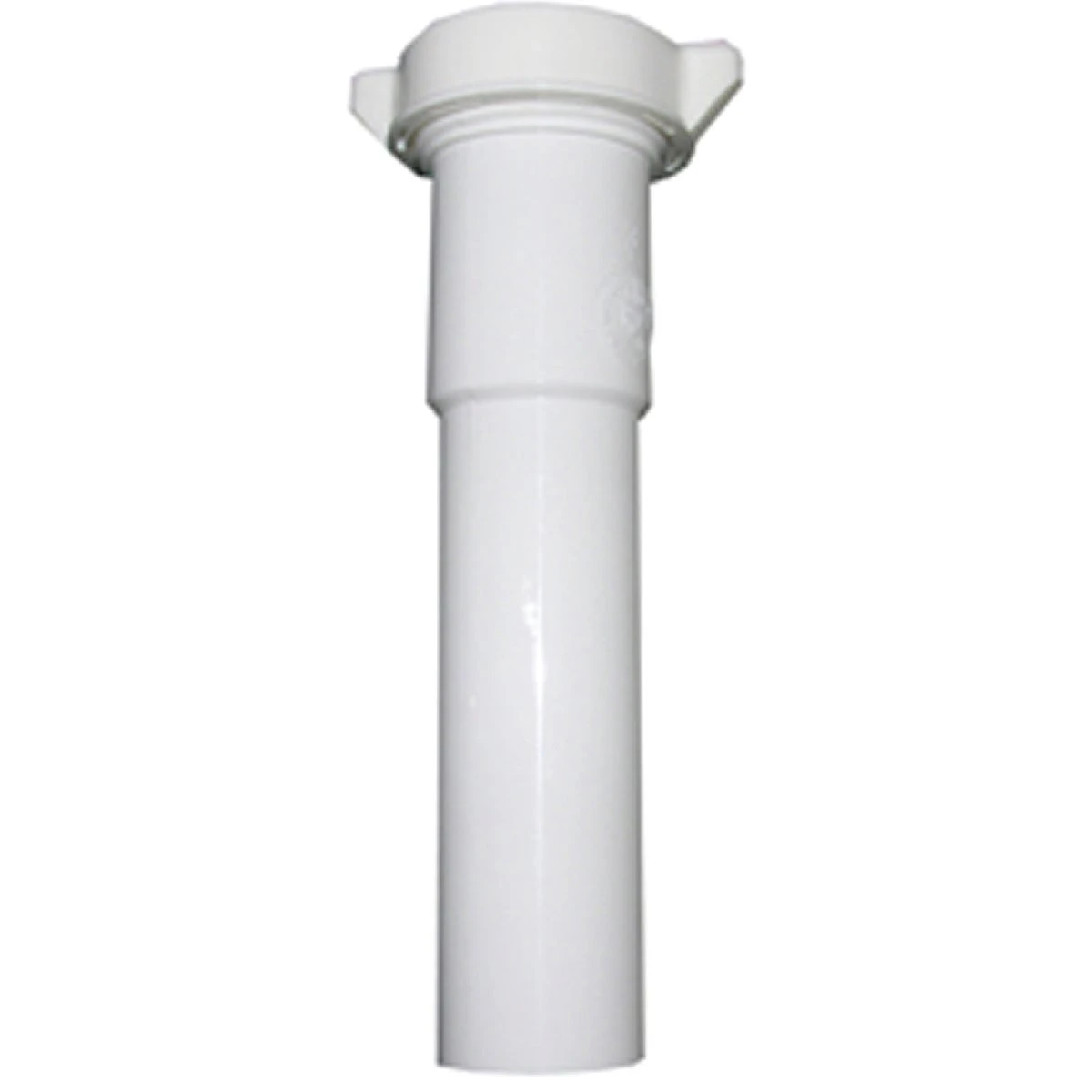 White Polyvinyl Chloride Lavatory Drain Extension Tube, 1 and 1 Quarter Inch Diameter by 12 Inch Length