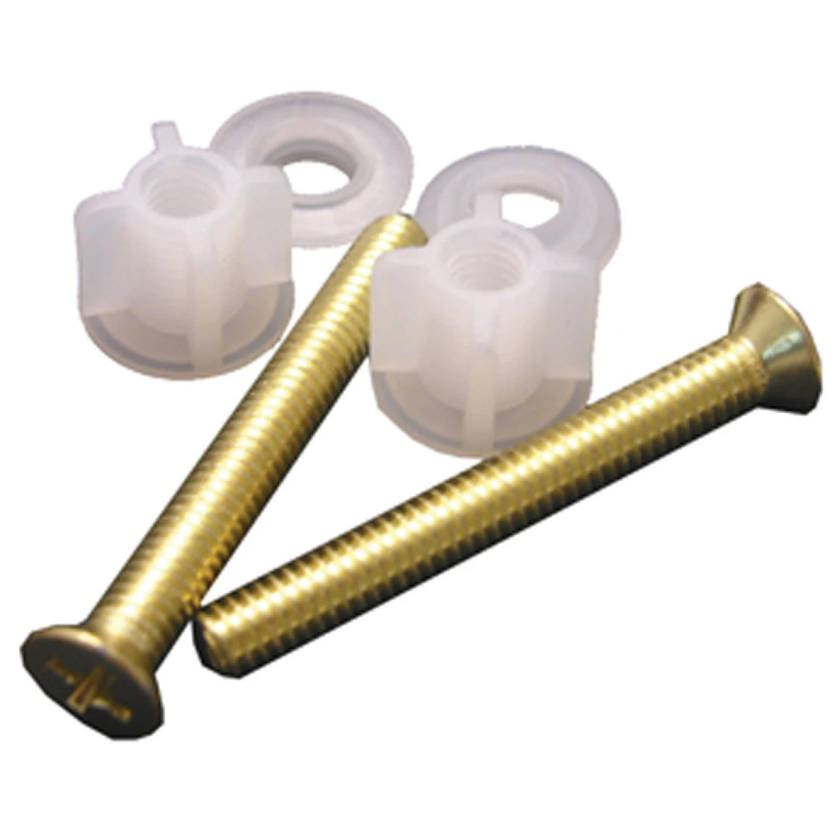 3/8" X 2-1/2" Polished Brass Metal Toilet Seat Bolt With Nuts And Washers