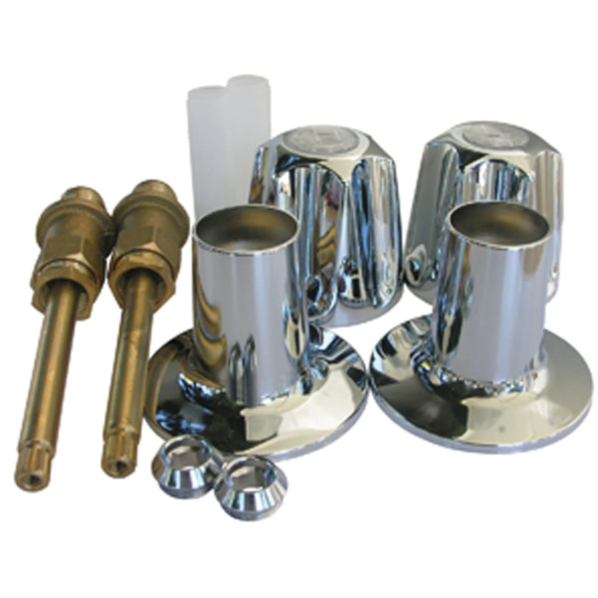 Price Pfister Large Round Clear Tub & Shower Handle Kit With Stems And Flanges