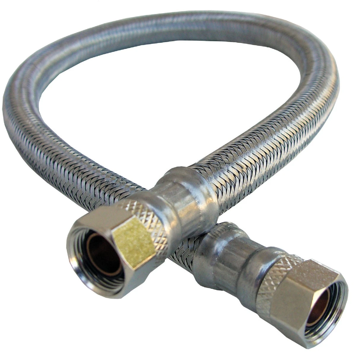 Stainless Steel Faucet Connector, 3/8 Inch Compression by 3/8 Inch Compression, 16 Inch Length