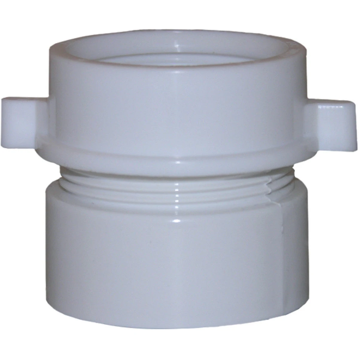 White Polyvinyl Chloride Drain Pipe Adapter, 1 and 1/2 Inch Diameter