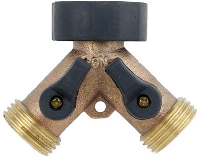 2-Way Garden Hose Y Connector, Brass