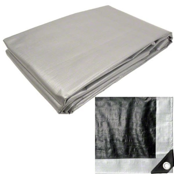 Heavy Duty Storage Tarp Cover, Silver/black Polyethylene, 12' X 16'
