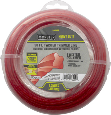 Twisted String Grass Trimmer Line, Orange Red, .105 In. Dia. x 90 Ft.