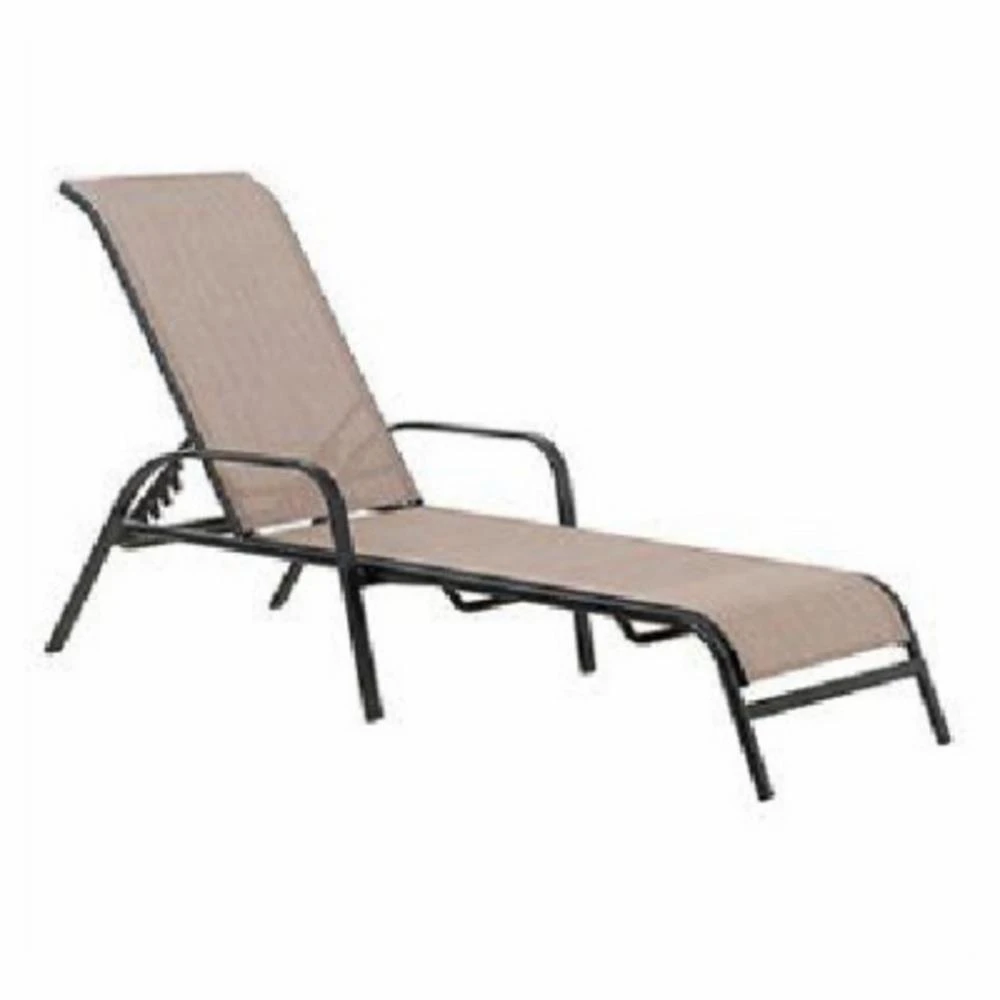 Sunny Isles Chaise Lounge With Tan Sling Fabric And Black Steel Frame