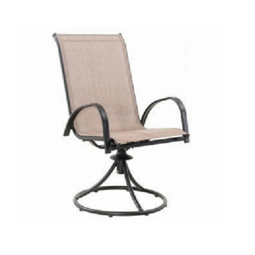 Sunny Isles Swivel Dining Chair, Steel, Mocha Tan Sling Fabric