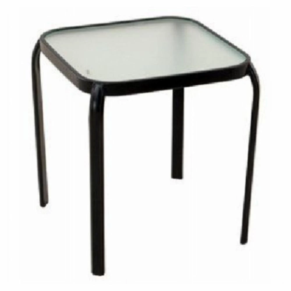 Sunny Isles Table, Black Steel, Glass Top, 16 In.