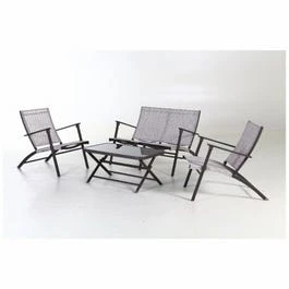 Novara 4-piece Steel Patio Set With Folding Table, 2 Chairs & Loveseat