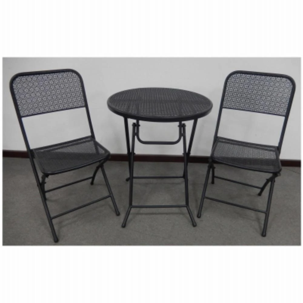 Padova 3-piece Bistro Dining Set With Folding Chairs And Table, Black Steel Frames