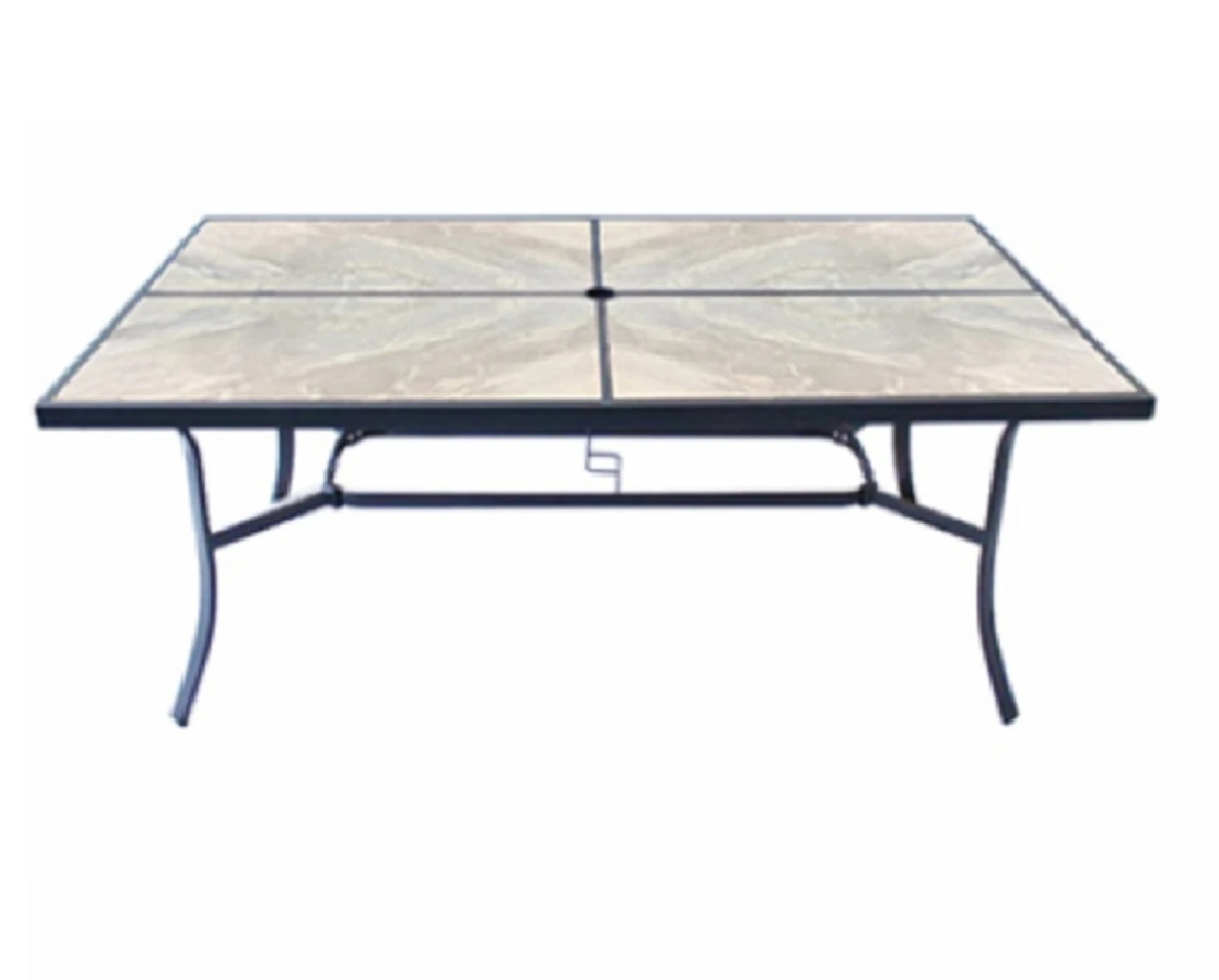 Campton Hills Dining Table, 70 In. Glass Top With Steel Frame In Gray Slate Finish