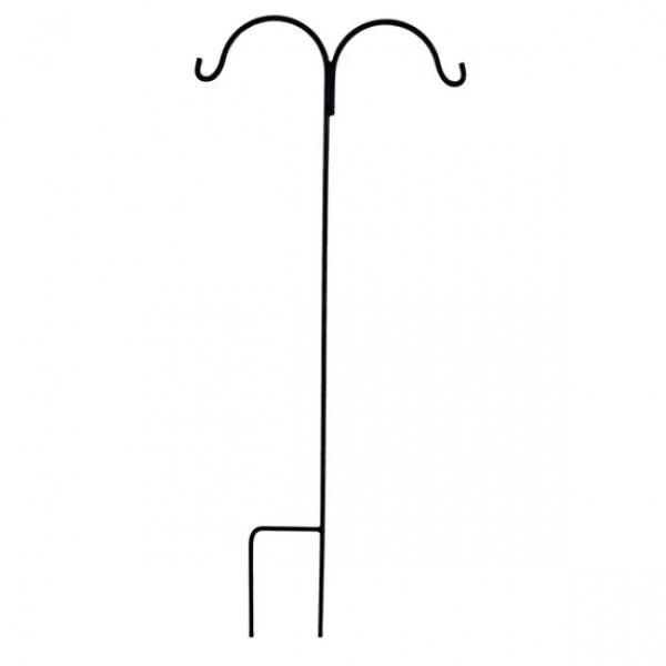 Double Round Shepherd's Hook, 64-inch, Black Powder Coated Steel