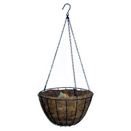 Growers Hanging Basket With Coco Liner, Green Steel, 12-In.
