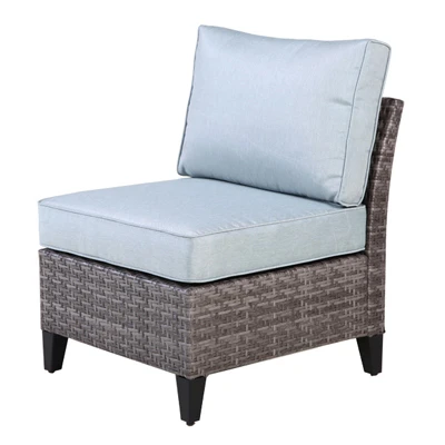 Serronova Cushioned Chair Light Gray Wicker and Aluminum Frame No Arm