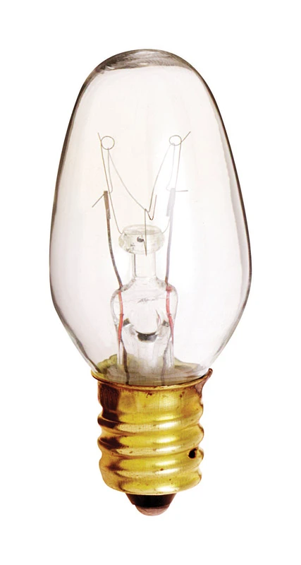 Satco 4W Clear Candelabra Base C7 Incandescent Night Light Bulb (2-Pack)