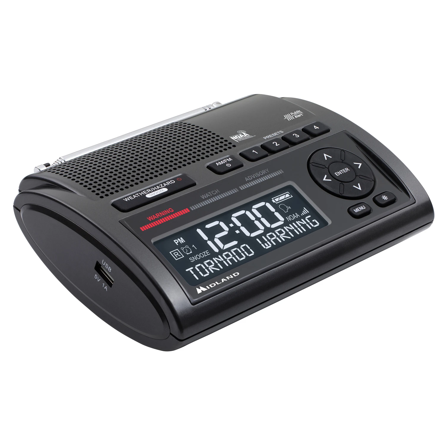 Wr400 Deluxe Weather Alert Radio Clock With Dual Alarm And Usb Charging