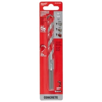 9/16" X 4" X 6" Carbide Hammer Drill Bit For Concrete, Stone, Masonry