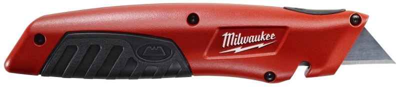 Side Sliding Utility Knife, 6.25 In. Handle, Tool-free Blade Change, Red/black