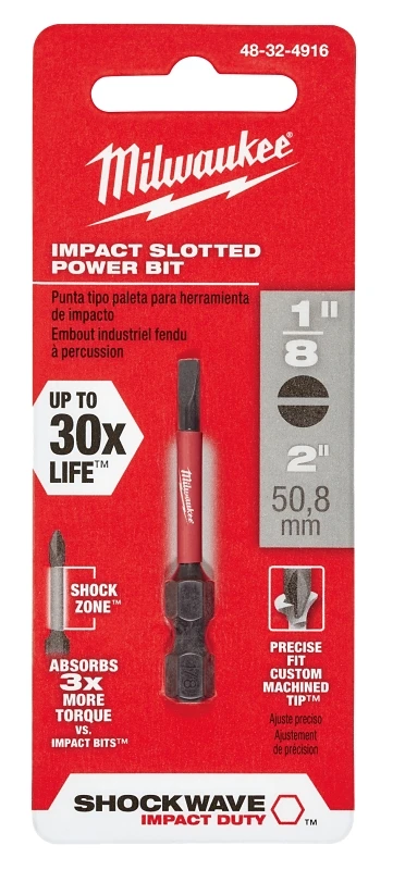 Shockwave 1/8 In. Slotted 2 In. Power Impact Screwdriver Bit