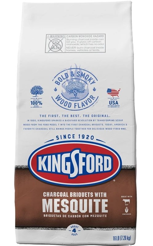 Charcoal With Mesquite Flavor, 100 Percent Natural Hardwood Lump Charcoal, 16 Pound Bag