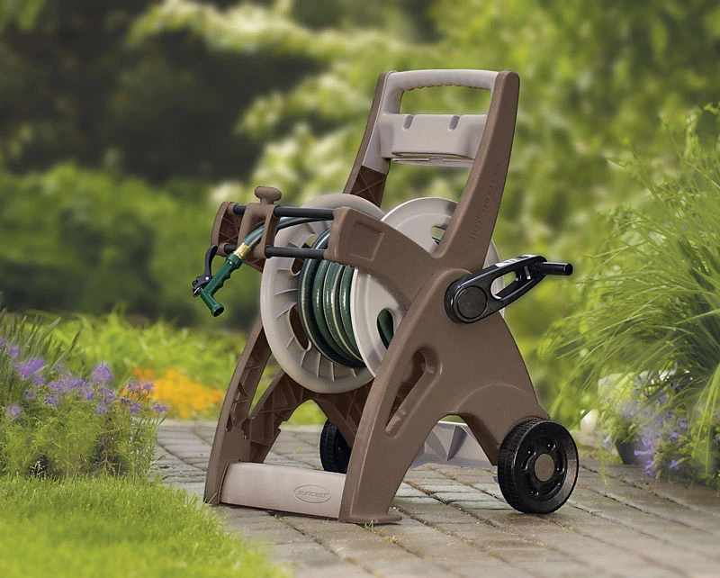 Slide Trak Hosemobile Hose Reel Cart, Mocha/taupe, 175-ft. Capacity