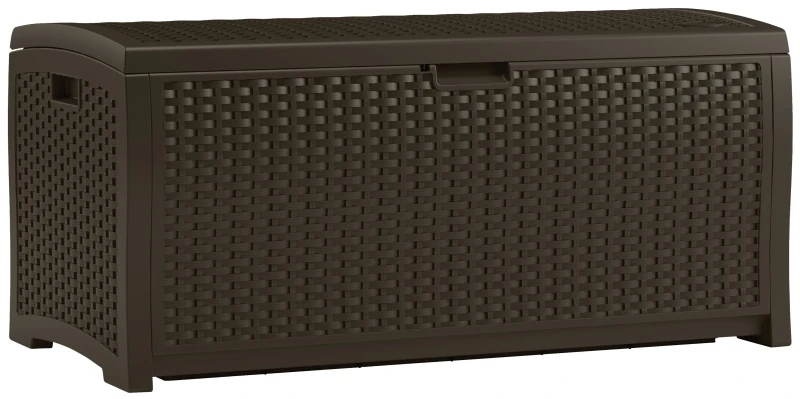 73 Gallon Java Wicker-look Resin Deck Storage Box, 46 X 21.6 X 22.5 In.
