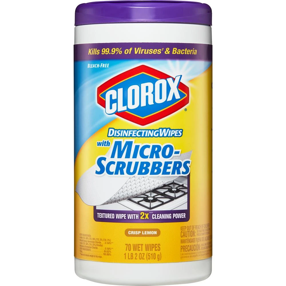 Micro Scrubbers Disinfecting Wipes, Lemon Fresh, 70 Ct, Model 31270