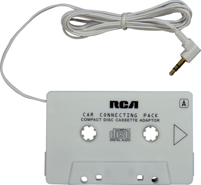 2 Ft. Cord 3.5mm Plug White Auto Cassette Adapter For Music Playback