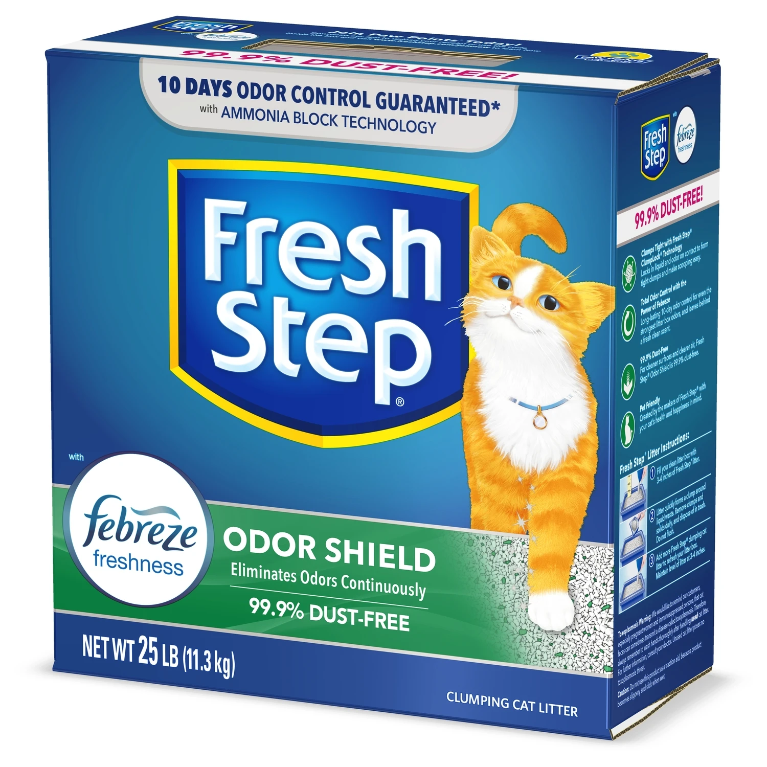 Fresh And Clean Scent Cat Litter 25 Lb - Odor Shield Clumping Formula