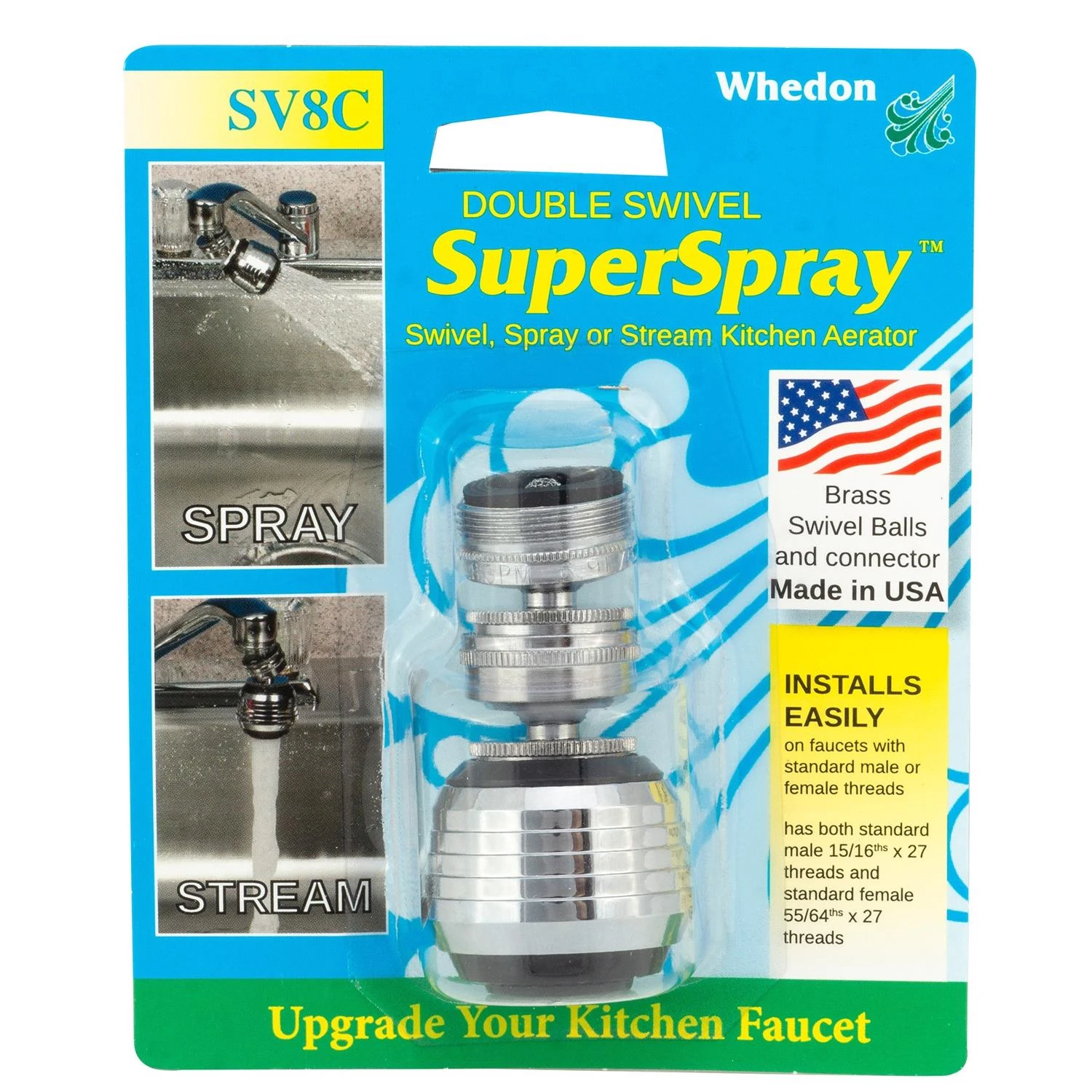 Superspray Dual Thread 15/16 In.-27m X 55/64 In.-27f Chrome Plated Swivel Spray Aerator