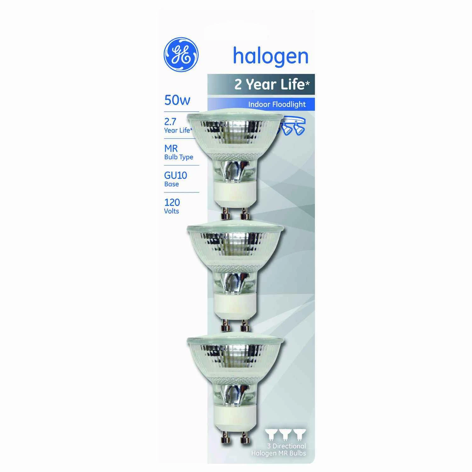 Flood Light, Indoor, Halogen, 50-Watts, 3-Pk.