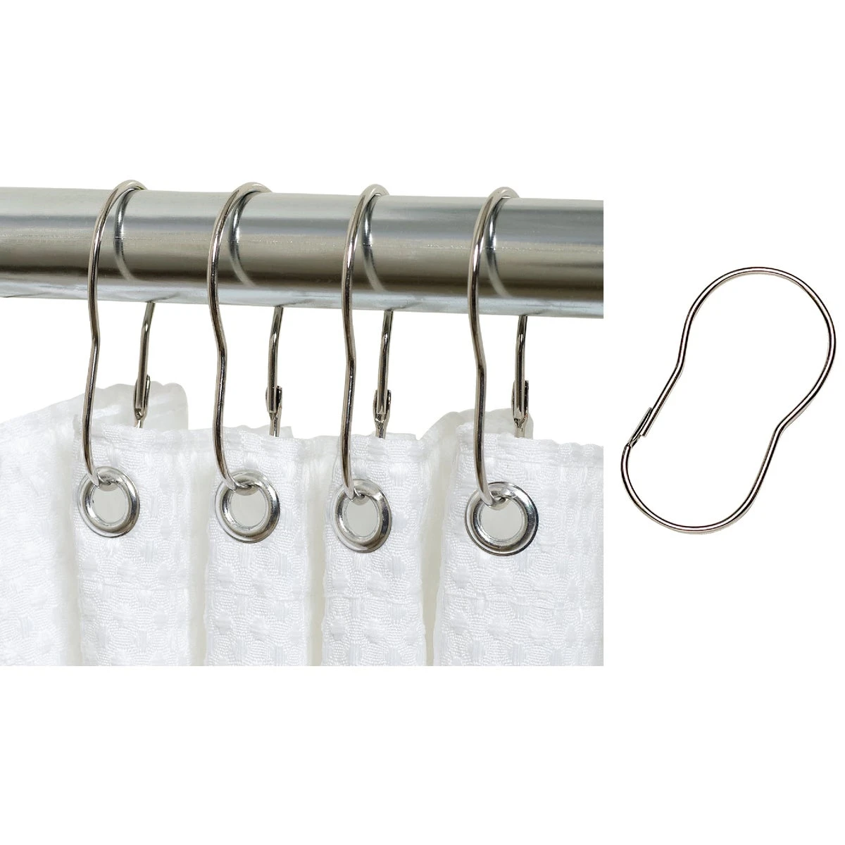 Shower Curtain Rings, Chrome, 12-Pk.