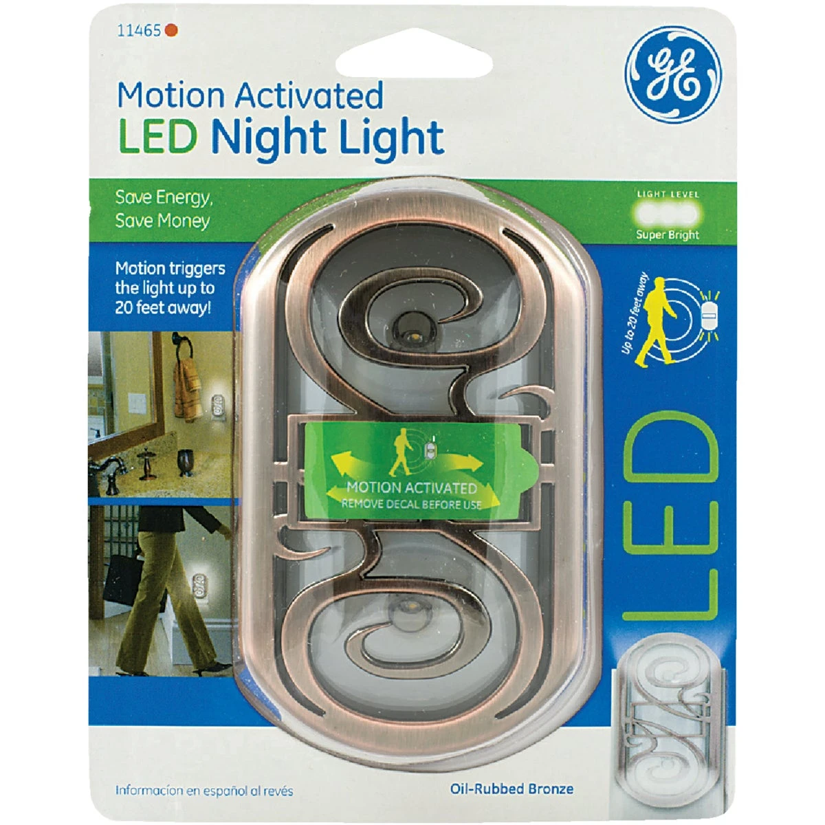 Motion Activated Led Night Light, Bronze Finish, Model 11465