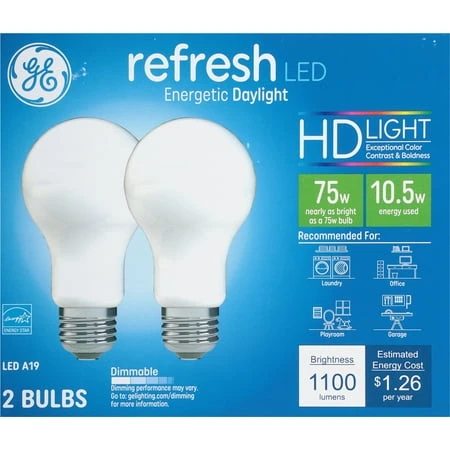 Refresh HD+ LED Light Bulb, Daylight, Medium Base, 10.5 Watt, 2-Pk.