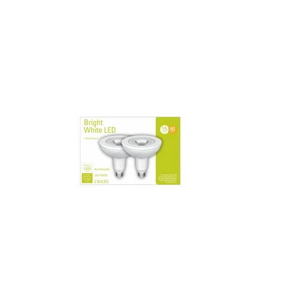 LED Outdoor Floodlight Bulbs, Warm White, Clear, 1200 Lumens, 15 Watt, 2-Pk.