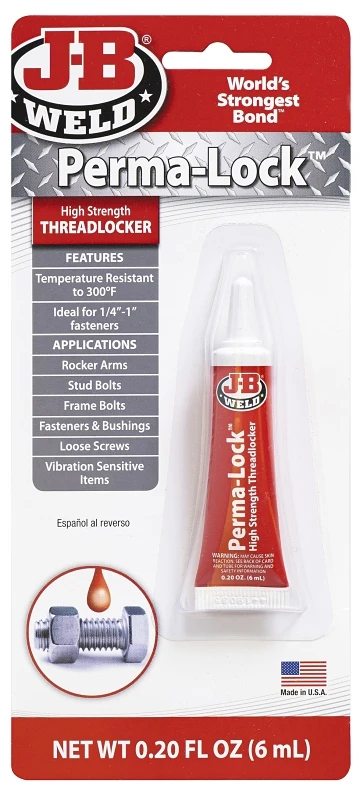 Perma-Lock Red Threadlocker Adhesive, 6 Milliliter Bottle