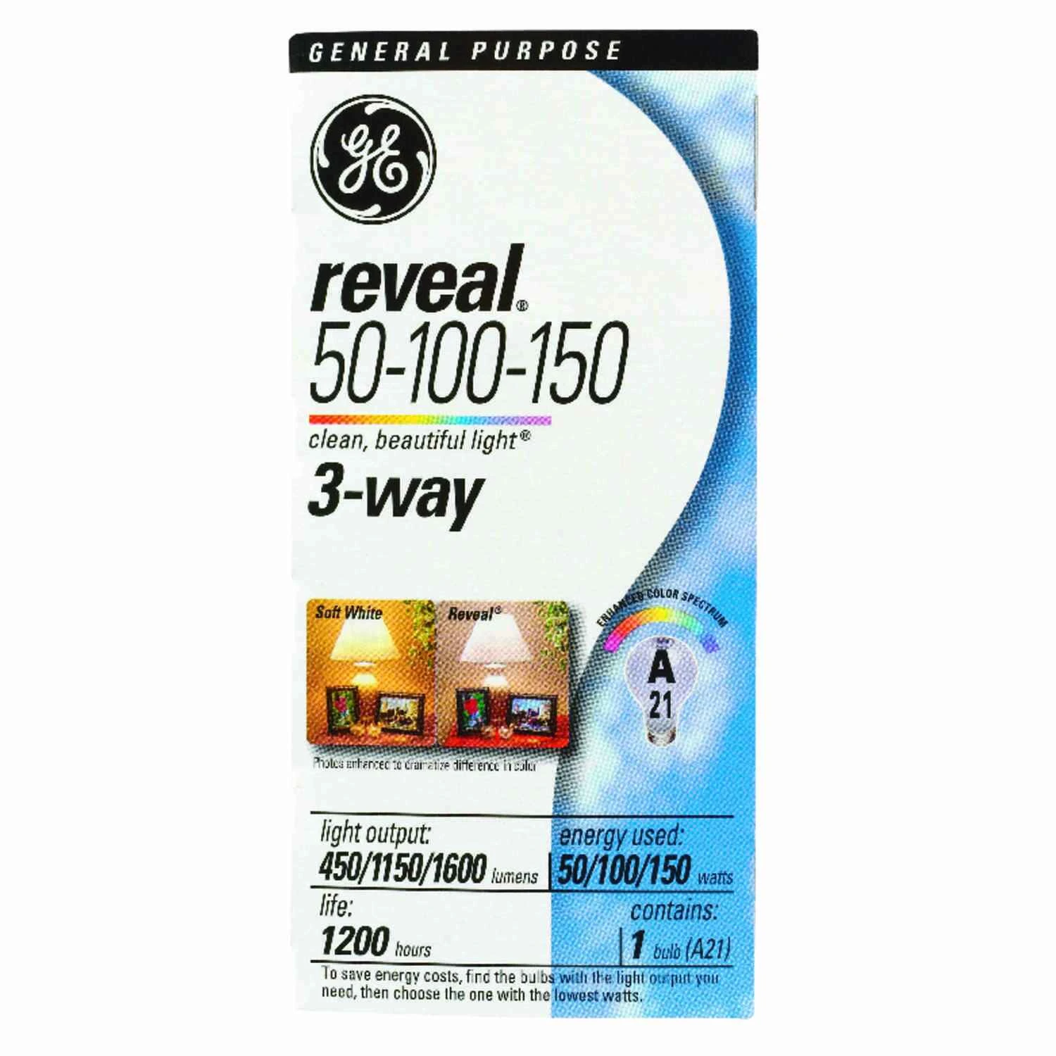 Philips 50/100/150W Frosted Natural Light Medium Base A21 Incandescent 3-Way Light Bulb