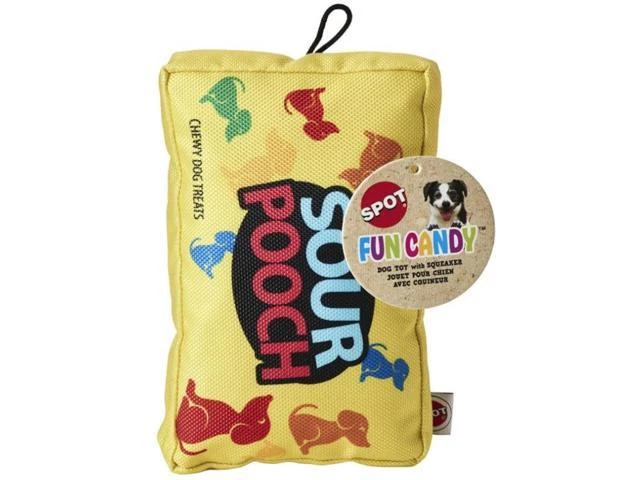Fun Candy Sour Pooch Squeeker Dog Toy, 7 In.