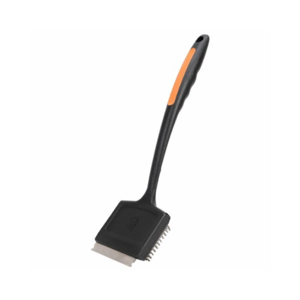 Mr. BAR-B-Q 60307Y Grill Brush with Scraper, Stainless Steel Bristle, TPR Handle, Soft-Grip Handle