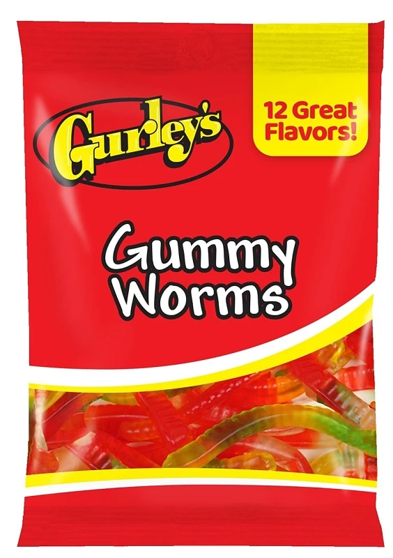 Assorted Fruit Flavors Gummy Worms 4.5 Oz. Candy